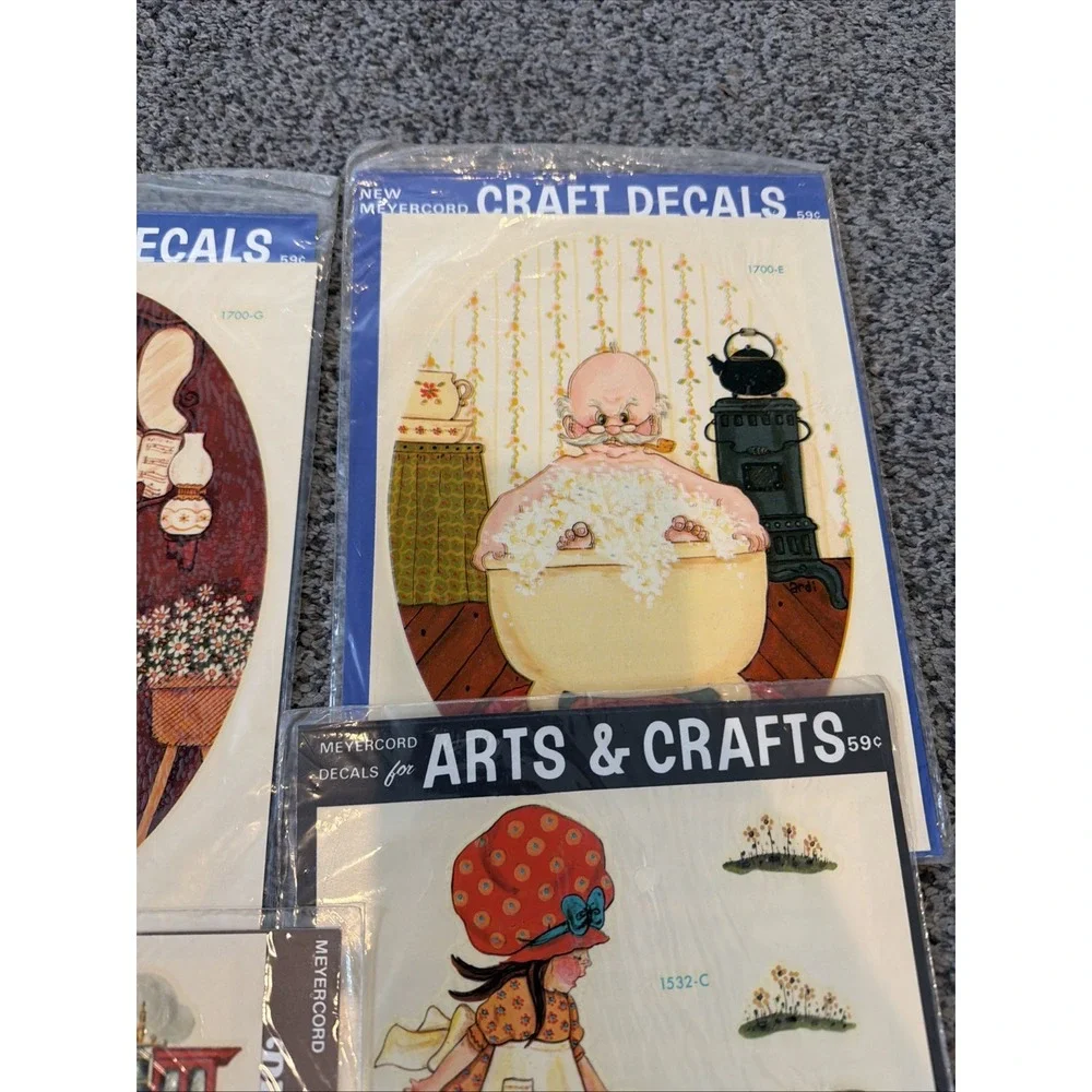 Vintage Meyercord Decals For Arts And Crafts Lot Of 7 Sheets 1960's